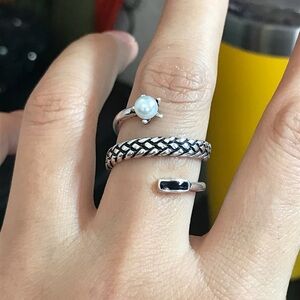 S925 Silver pearl irregular open ring